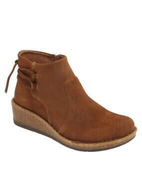 Born Viana Leather Wedge Brown Distressed Booties – Sz 10M